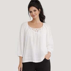 NWT Max Studio White Blouse with Lace Detail